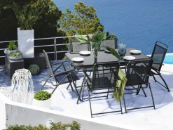 Set da pranzo da giardino 6 posti LIVO Metallo Nero