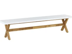 Set da pranzo da giardino con panche 6 posti OLBIA Cemento Bianco