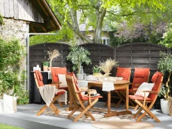 Set da pranzo da giardino 8 posti MAUI con cuscini Legno d'acacia Rosso scuro