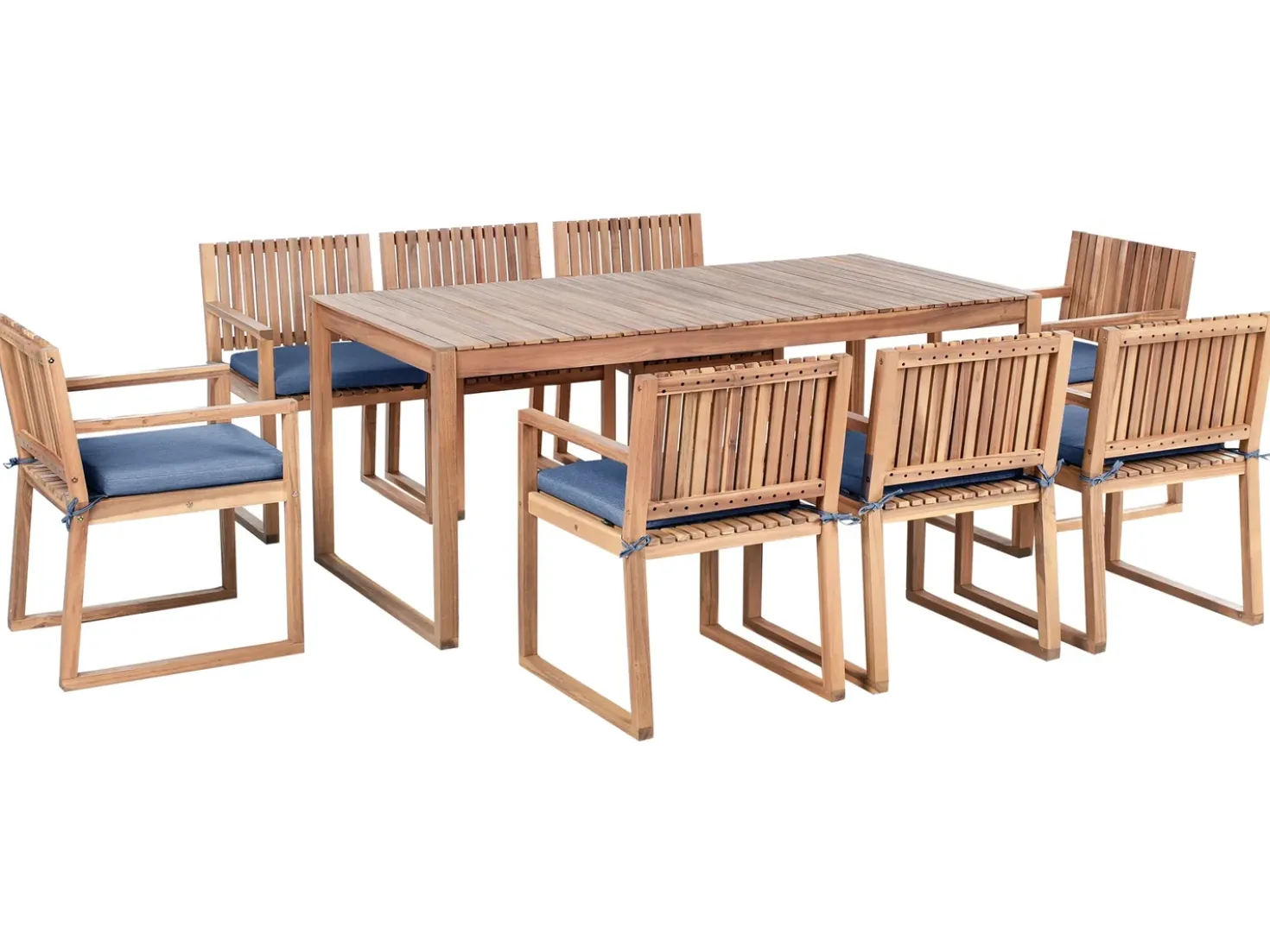 Set da pranzo da giardino 8 posti SASSARI PREMIUM Legno di acacia certificato Blu