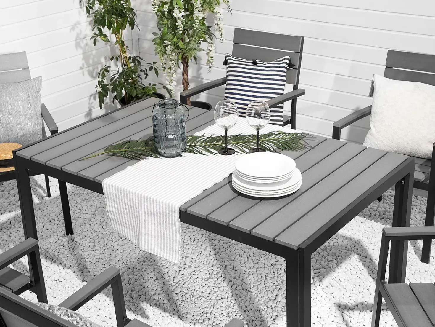 Set da pranzo da giardino 6 posti COMO Grigio