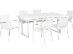 Set da pranzo da giardino 6 posti VALCANETTO/BUSSETO Metallo Bianco