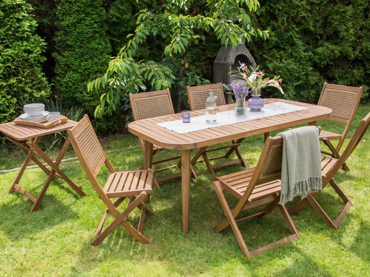 Set da pranzo da giardino 6 posti PARAGGI Legno di acacia certificato Naturale