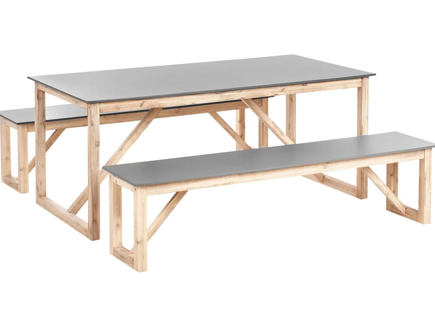 Set da pranzo da giardino con panche NOTTERI Cemento Grigio