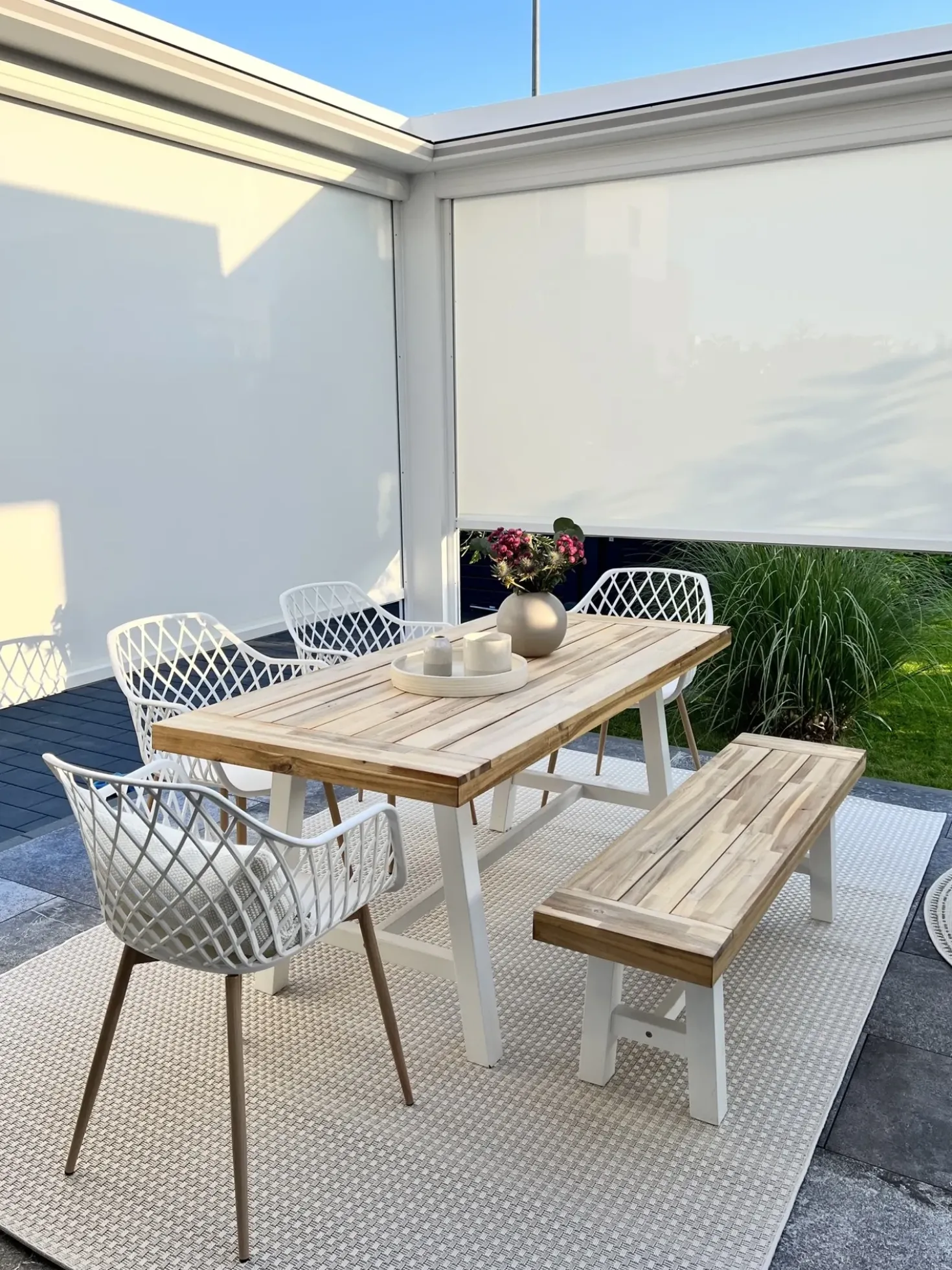 Set da pranzo da giardino 6 posti SCANIA Legno d'acacia Bianco