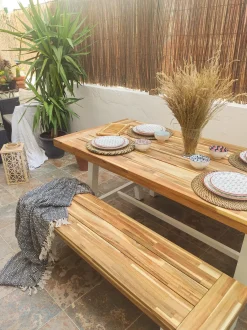Set da pranzo da giardino 6 posti SCANIA Legno d'acacia Bianco
