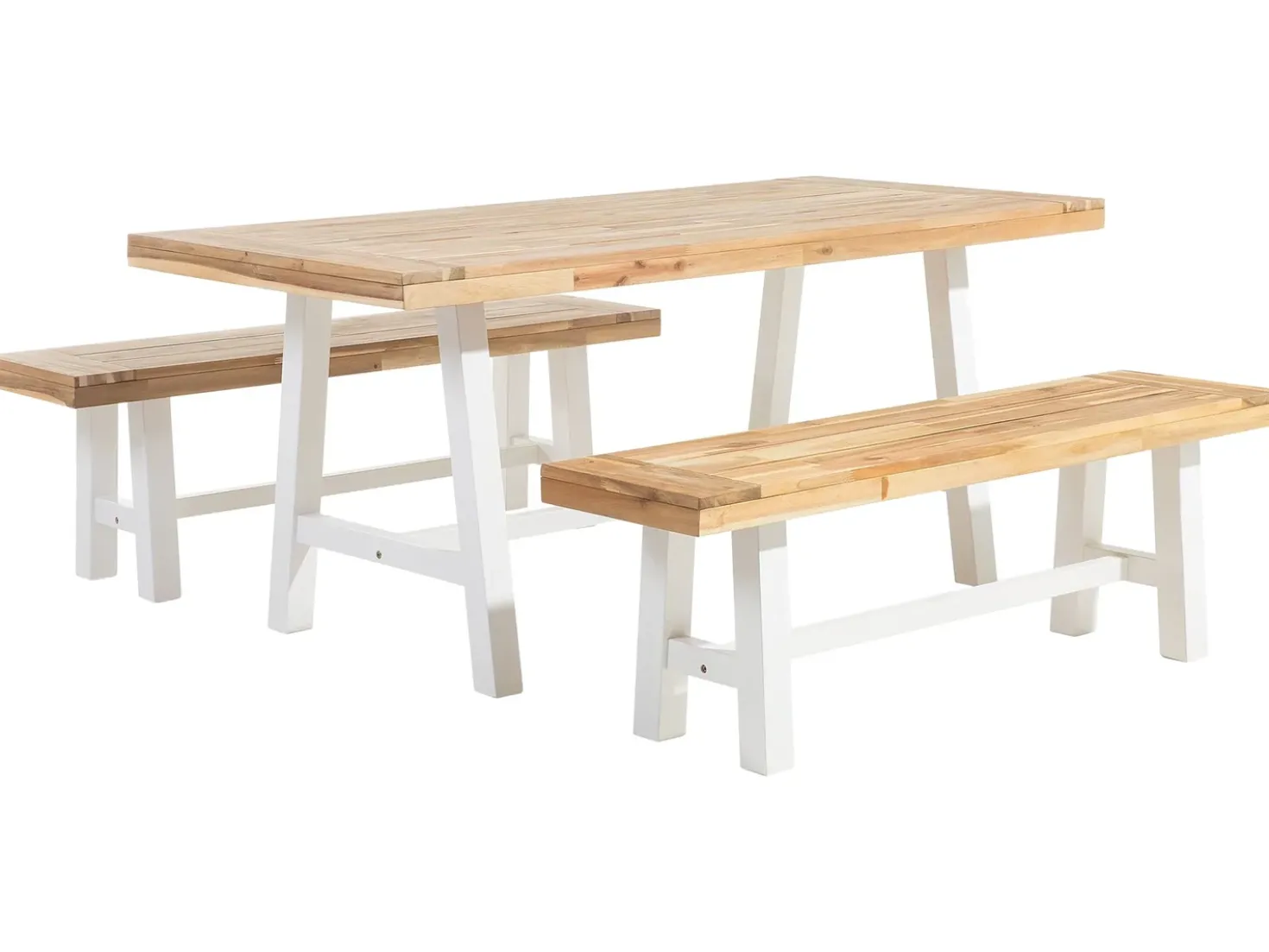 Set da pranzo da giardino 6 posti SCANIA Legno d'acacia Bianco