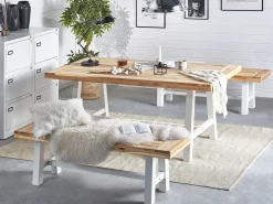 Set da pranzo da giardino 6 posti SCANIA Legno d'acacia Bianco
