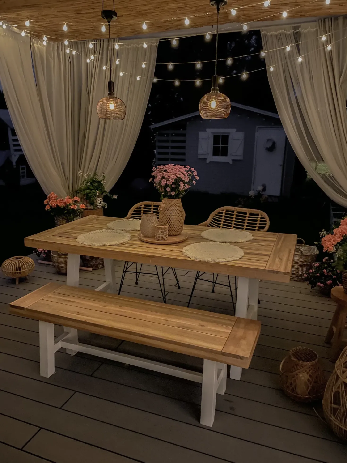Set da pranzo da giardino 6 posti SCANIA Legno d'acacia Bianco