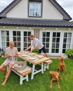 Set da pranzo da giardino 6 posti SCANIA Legno d'acacia Bianco