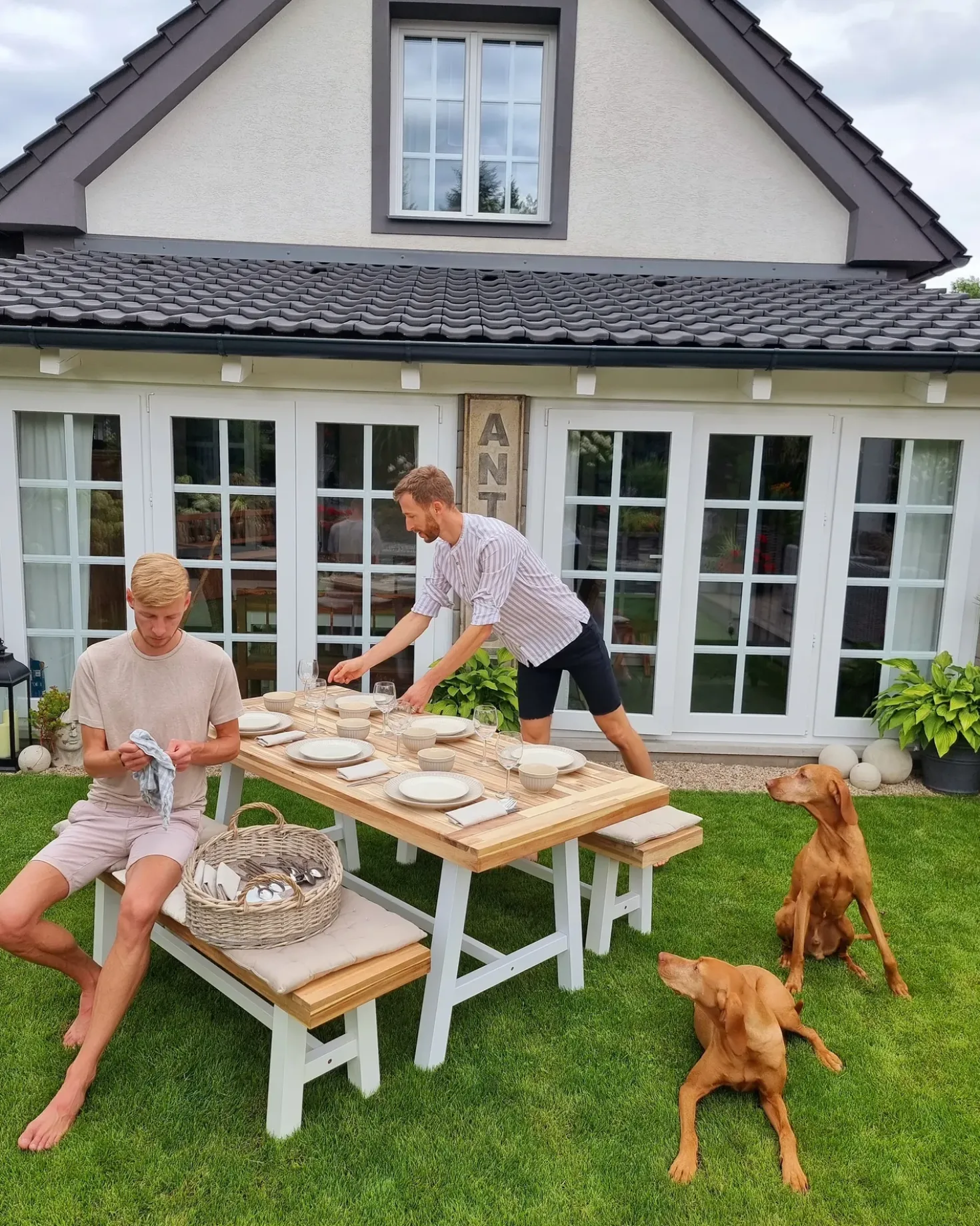 Set da pranzo da giardino 6 posti SCANIA Legno d'acacia Bianco