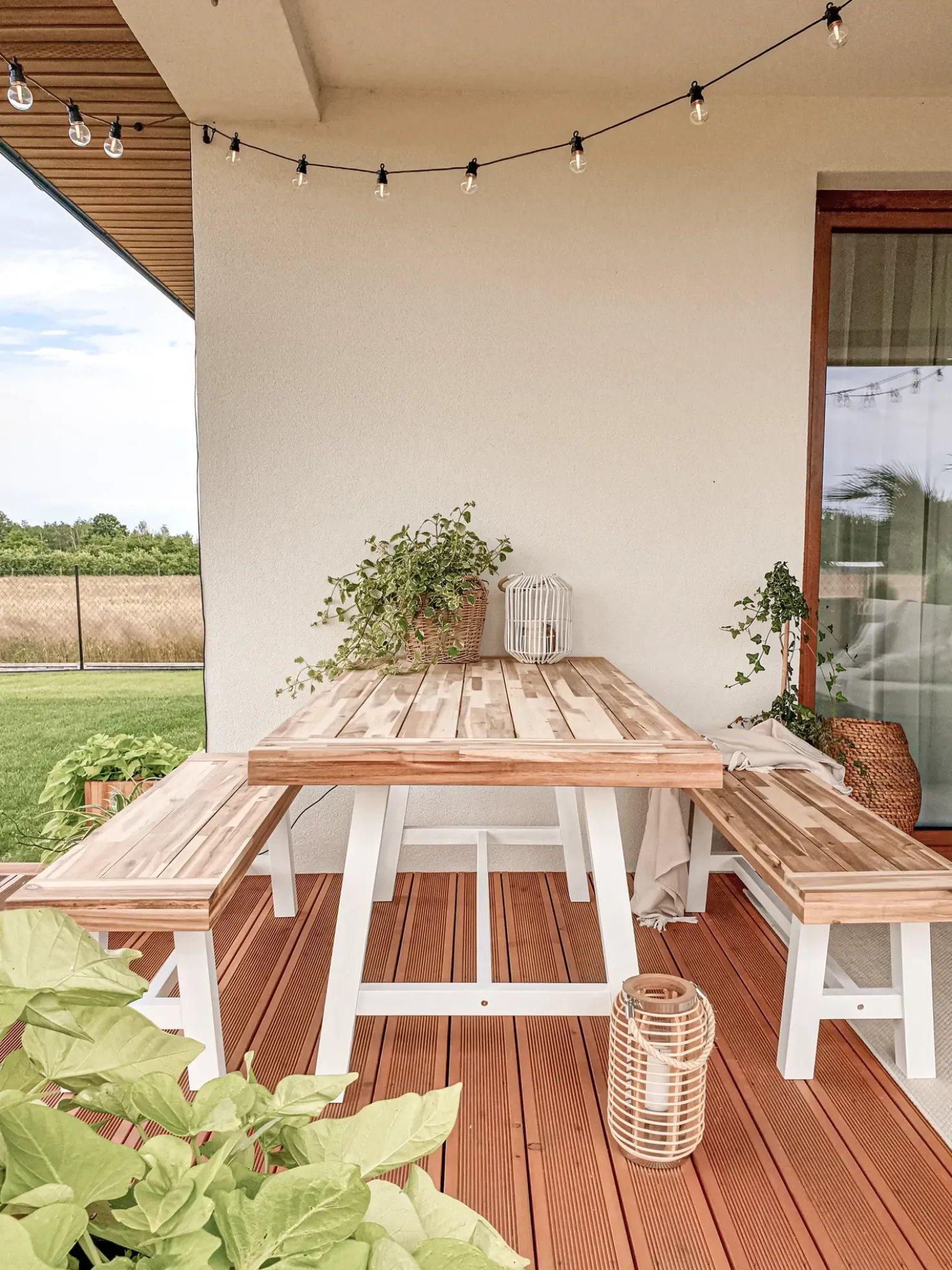 Set da pranzo da giardino 6 posti SCANIA Legno d'acacia Bianco