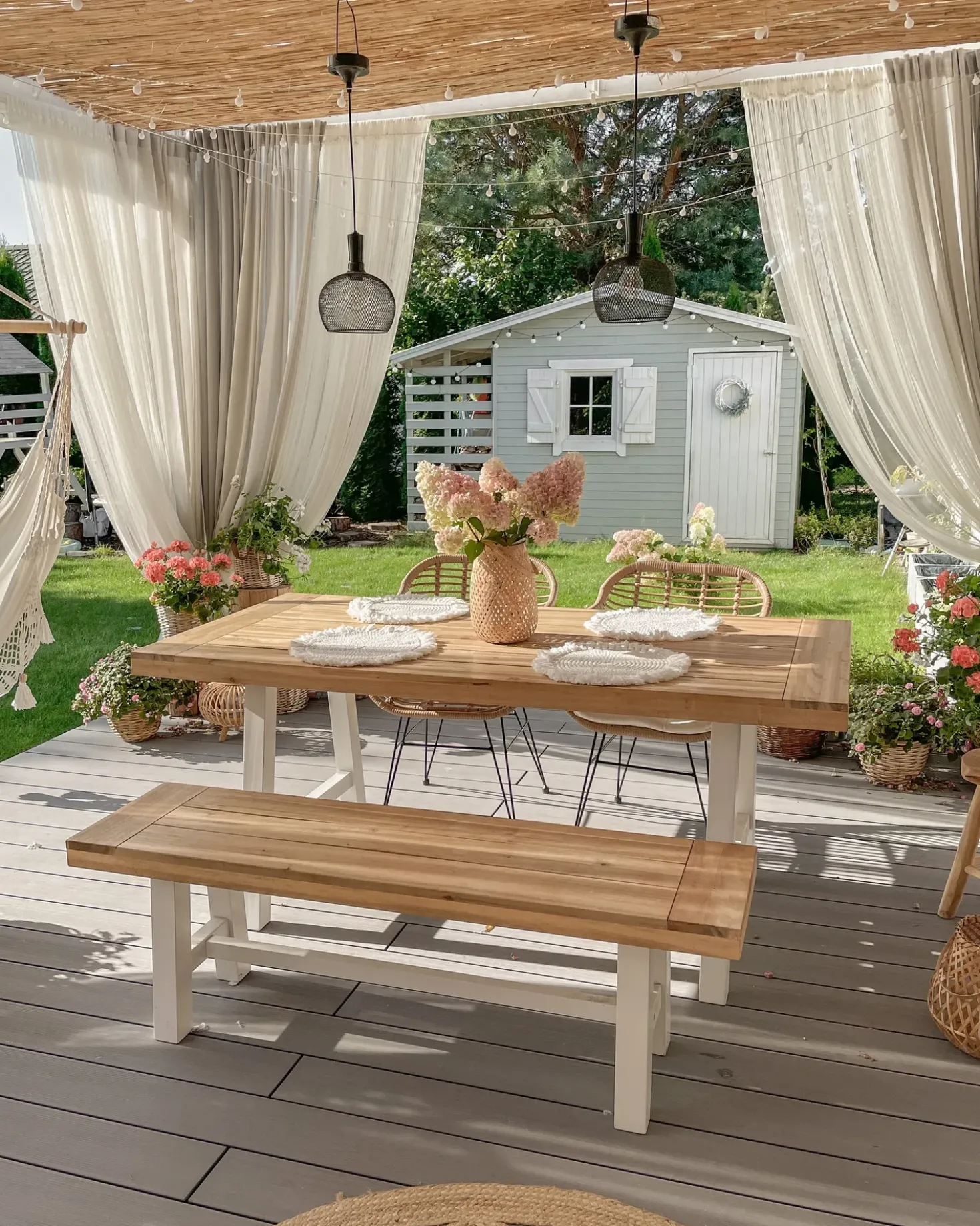 Set da pranzo da giardino 6 posti SCANIA Legno d'acacia Bianco