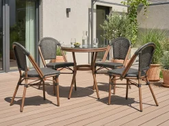 Set da pranzo da giardino 4 posti RIFREDDO Rattan sintetico (PE) Grigio