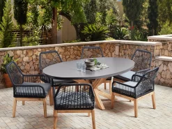 Set da pranzo da giardino 6 posti ORISTANO con cuscini Cemento Nero