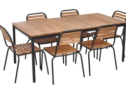 Set da pranzo da giardino 6 posti VALLESE Legno d'acacia Marrone