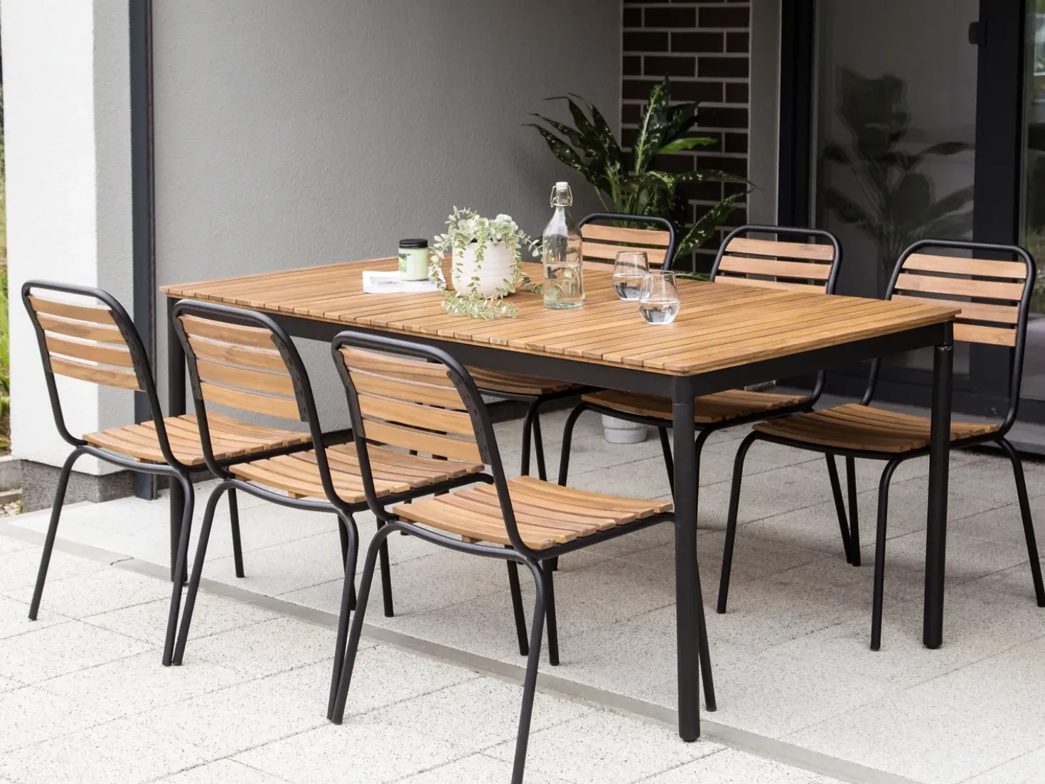 Set da pranzo da giardino 6 posti VALLESE Legno d'acacia Marrone