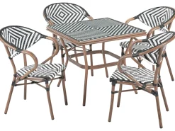 Set da pranzo da giardino 4 posti CASPRI Rattan sintetico (PE) Nero/Bianco