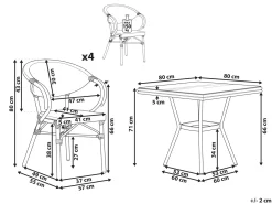 Set da pranzo da giardino 4 posti CASPRI Rattan sintetico (PE) Nero/Bianco