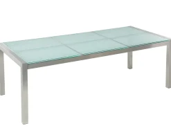 Set da pranzo da giardino 8 posti GROSSETO Vetro incrinato Trasparente/Grigio