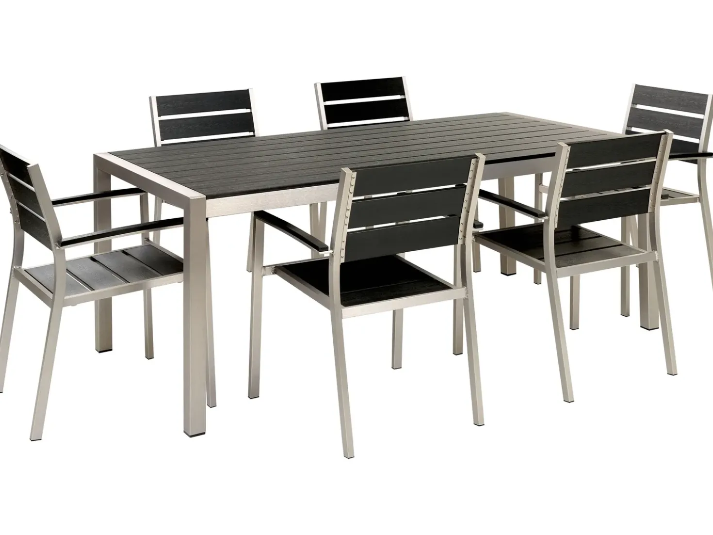 Set da pranzo da giardino 6 posti VERNIO Nero/Argento