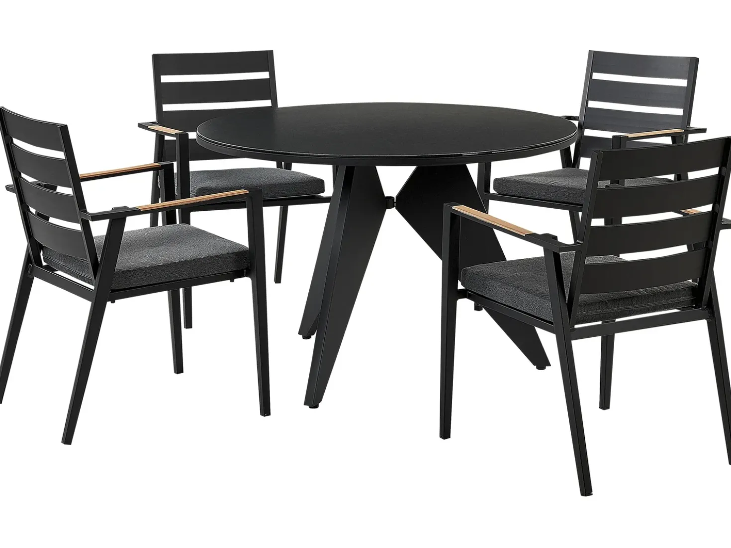 Set da pranzo da giardino 4 posti OLMETTO/TAVIANO con cuscini Metallo Nero