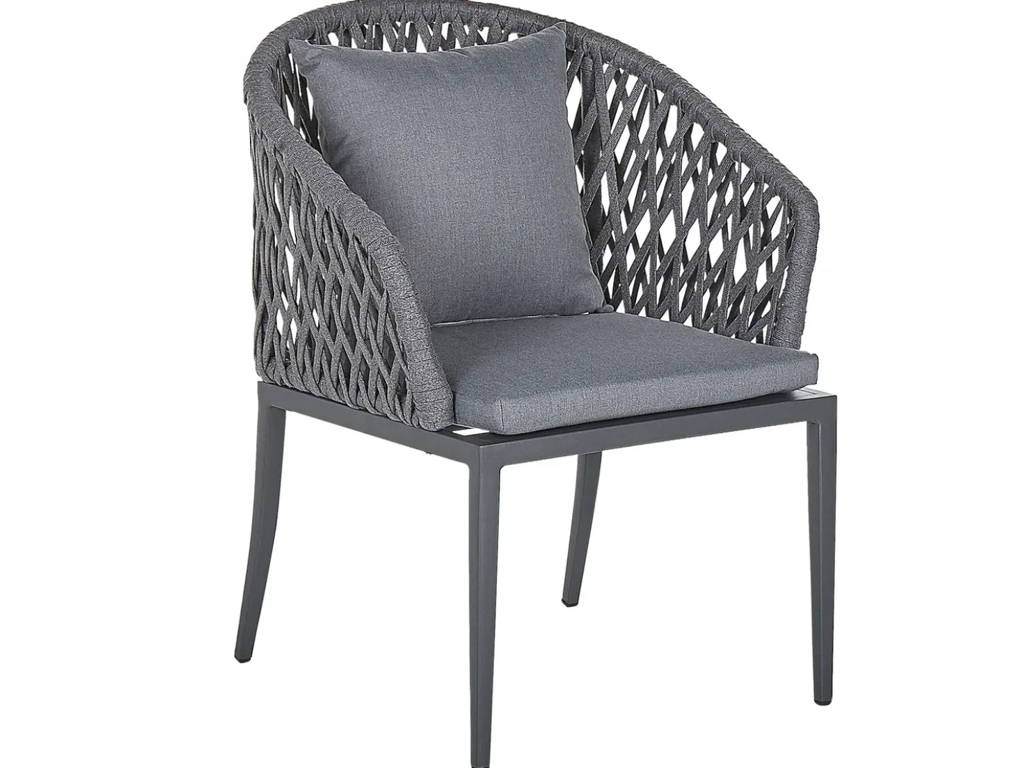Set da pranzo da giardino 4 posti LIPARI con cuscini Metallo Grigio