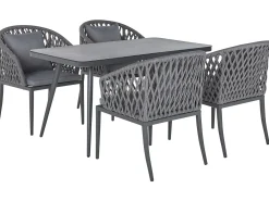 Set da pranzo da giardino 4 posti LIPARI con cuscini Metallo Grigio