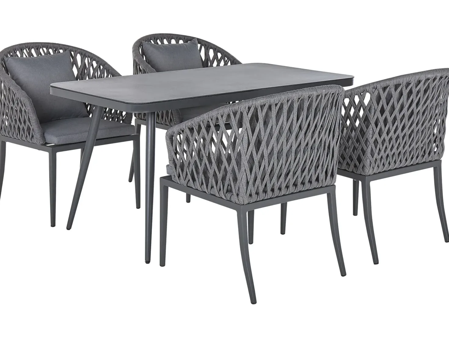 Set da pranzo da giardino 4 posti LIPARI con cuscini Metallo Grigio