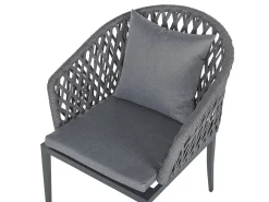 Set da pranzo da giardino 4 posti LIPARI con cuscini Metallo Grigio