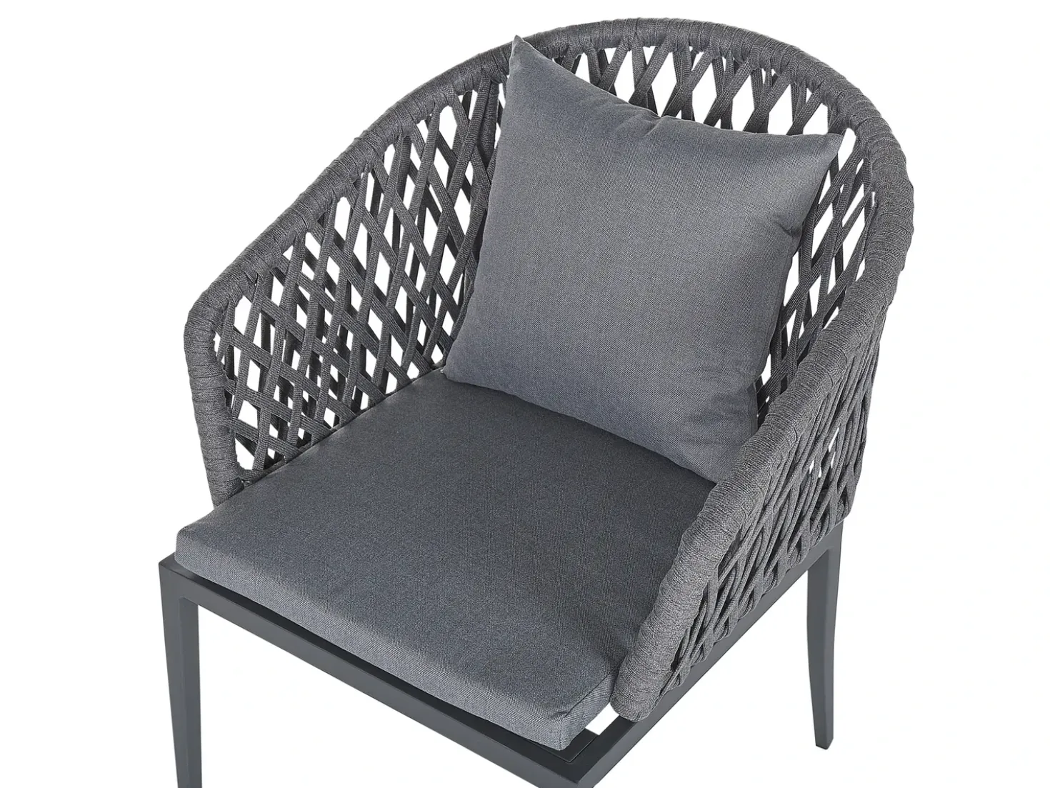 Set da pranzo da giardino 4 posti LIPARI con cuscini Metallo Grigio