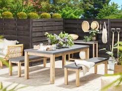 Set da pranzo da giardino con panche 6 posti OSTUNI Cemento Grigio