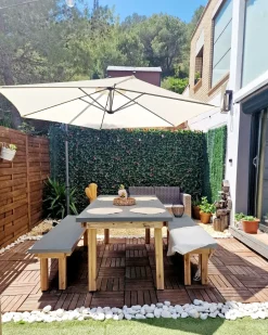 Set da pranzo da giardino con panche 6 posti OSTUNI Cemento Grigio