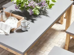 Set da pranzo da giardino con panche 6 posti OSTUNI Cemento Grigio