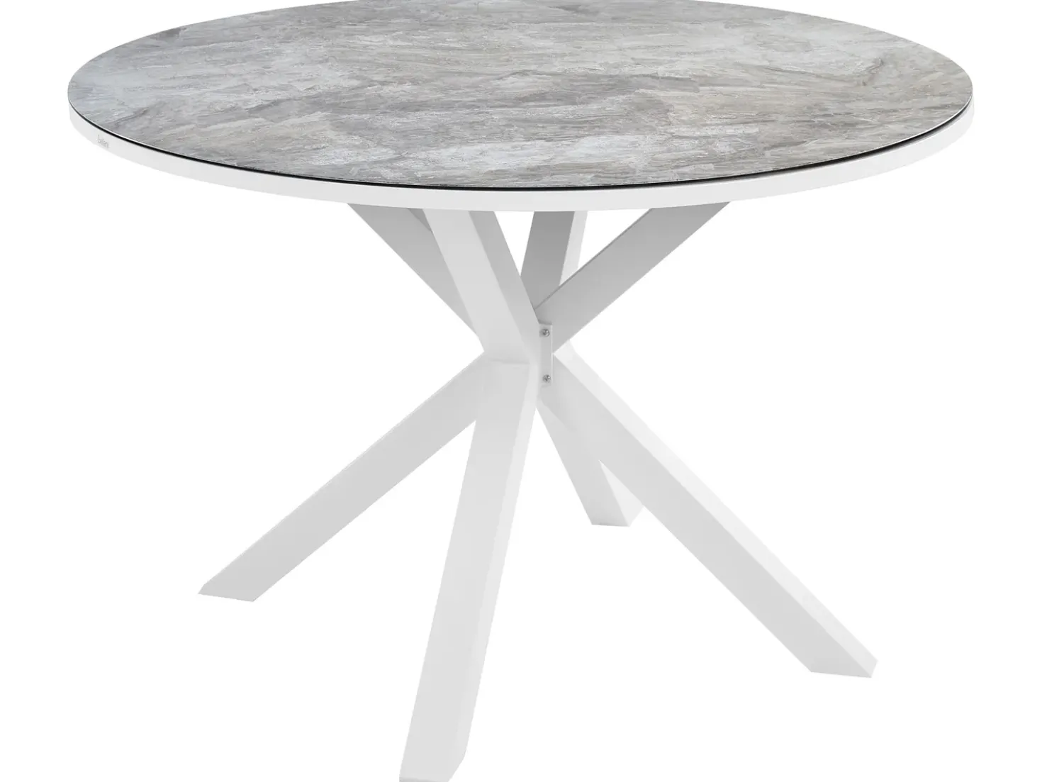 Set da pranzo da giardino 4 posti MALETTO/GROSSETO Metallo Effetto marmo Grigio/Bianco