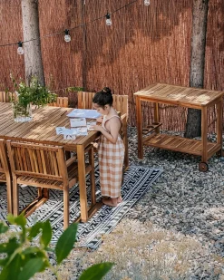 Set da pranzo da giardino con carrello 6 posti SASSARI II Legno di acacia certificato Marrone chiaro