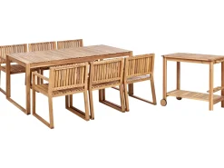 Set da pranzo da giardino con carrello 6 posti SASSARI II Legno di acacia certificato Marrone chiaro