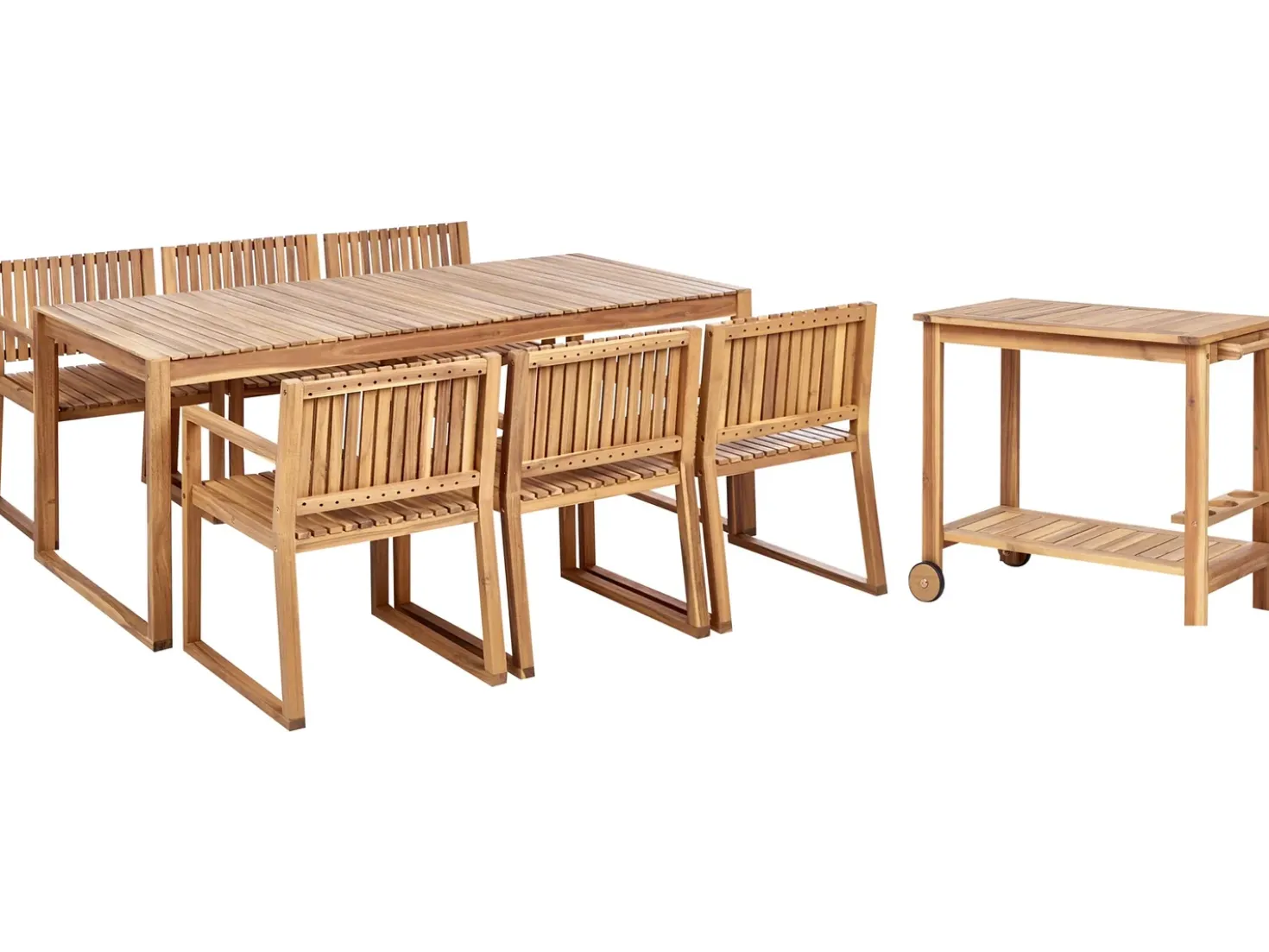 Set da pranzo da giardino con carrello 6 posti SASSARI II Legno di acacia certificato Marrone chiaro