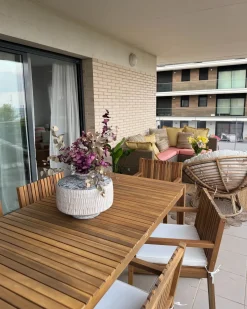 Set da pranzo da giardino con carrello 6 posti SASSARI II Legno di acacia certificato Marrone chiaro