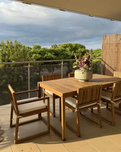 Set da pranzo da giardino con carrello 6 posti SASSARI II Legno di acacia certificato Marrone chiaro