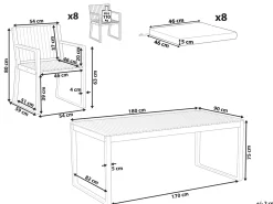 Set da pranzo da giardino 8 posti SASSARI II PREMIUM Legno di acacia certificato Bianco sporco