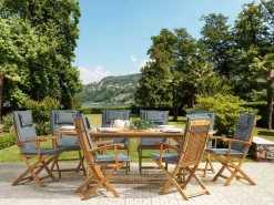 Set da pranzo da giardino 8 posti MAUI con cuscini Legno d'acacia Grigio