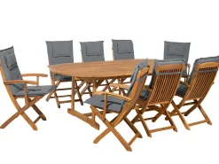 Set da pranzo da giardino 8 posti MAUI con cuscini Legno d'acacia Grigio