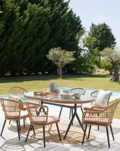 Set da pranzo da giardino 6 posti ALIANO con cuscini Rattan sintetico (PE) Rosa pastello