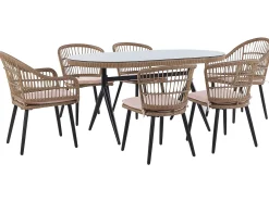 Set da pranzo da giardino 6 posti ALIANO con cuscini Rattan sintetico (PE) Rosa pastello