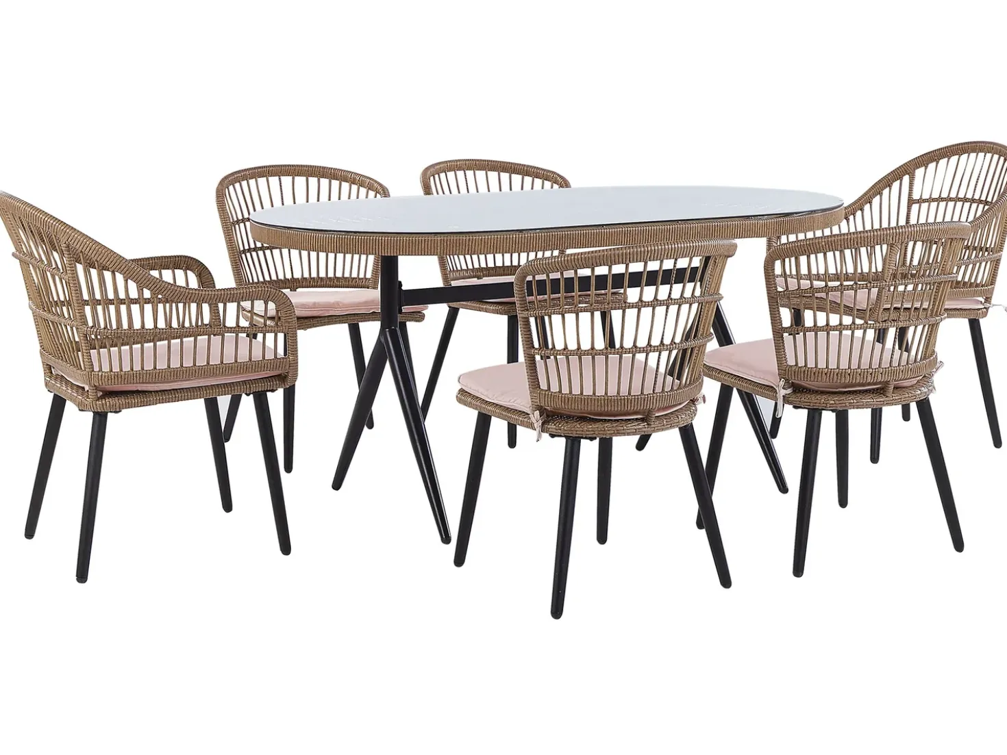 Set da pranzo da giardino 6 posti ALIANO con cuscini Rattan sintetico (PE) Rosa pastello