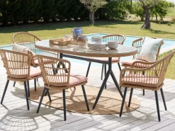 Set da pranzo da giardino 6 posti ALIANO con cuscini Rattan sintetico (PE) Rosa pastello