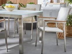 Set da pranzo da giardino 6 posti GROSSETO Vetro temperato Nero/Bianco