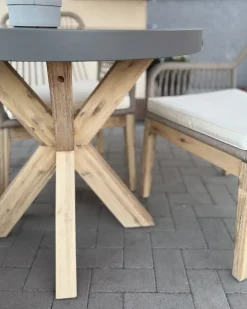 Set da pranzo da giardino 4 posti OLBIA con cuscini Cemento Beige