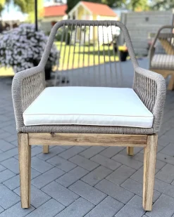 Set da pranzo da giardino 4 posti OLBIA con cuscini Cemento Beige